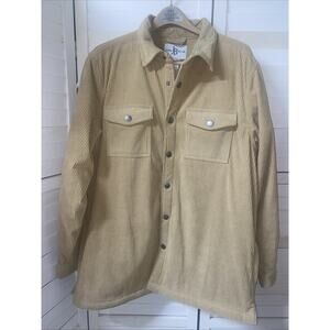 John Blair Khaki Corduroy Sherpa Lined Snap Front Pockets Jacket Sz Large